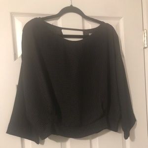 Black and white polka dot sheer blouse